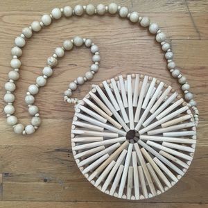 NWOT Trendy Round Wooden Shoulder Bag